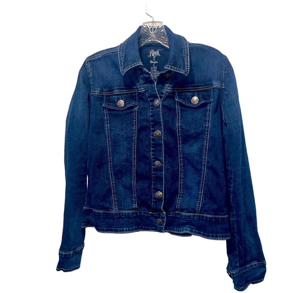 Women’s Rock 47 Denim Jean Jacket Trucker Style by Wrangler Size Small
